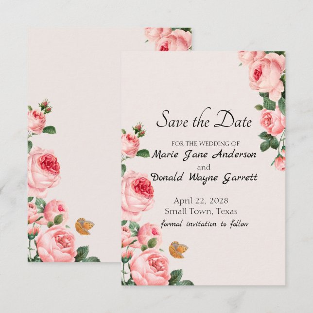 Rosa Blushing Save The Date (Vorne/Hinten)