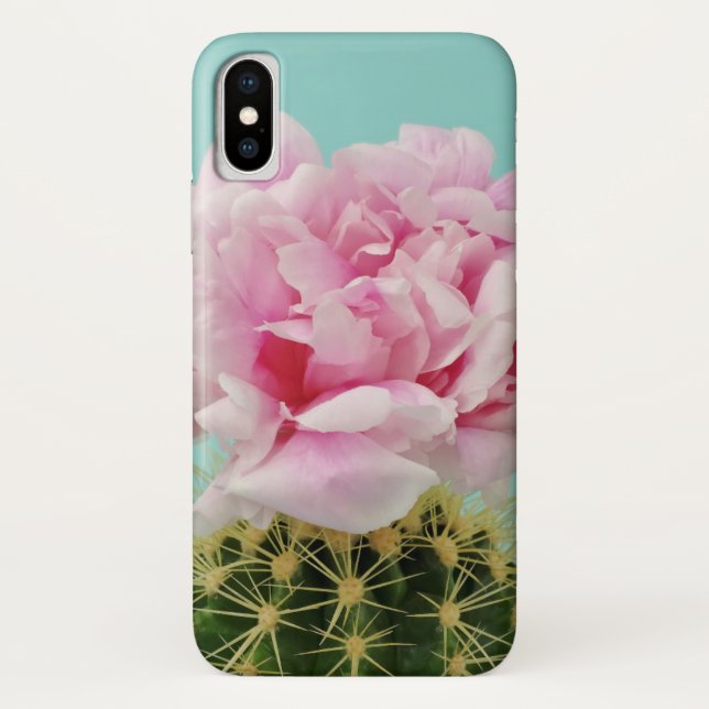 Rosa Blüte auf stacheligem Kaktus Case-Mate iPhone Hülle (Rückseite)