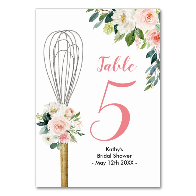 Rosa Blüte bald weg vom Brautparty Tischnummer (Vorderseite)