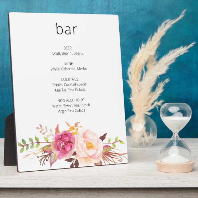 Rosa Blüte Blütenblüte Bar Schild Easel Fotoplatte (Seite)