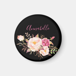 Rosa Blüte Blütenblüte - Schwarz Magnet