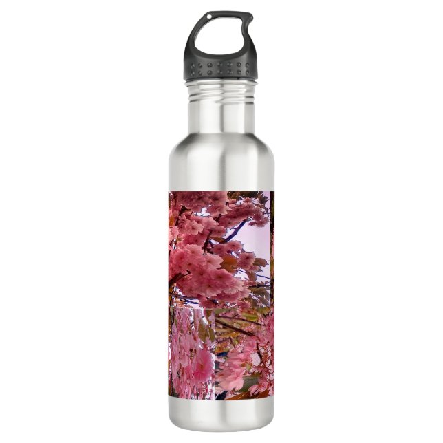 Rosa Blüte Edelstahlflasche (Vorderseite)