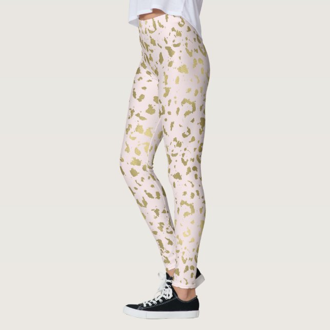 Rosa Blüte Gold-Tierausdruck Leggings (Links)