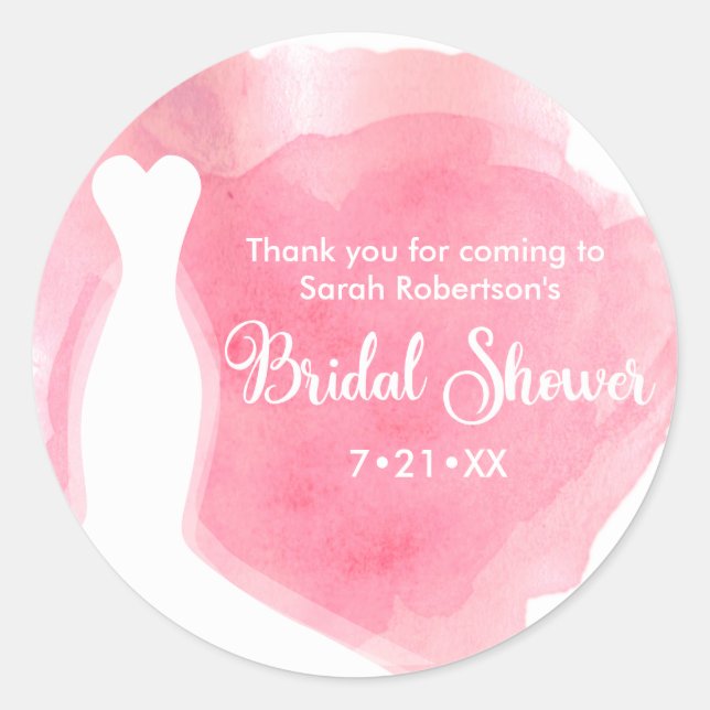 Rosa Blüte, Hochzeitsgown-Brautparty Runder Aufkleber (Vorderseite)