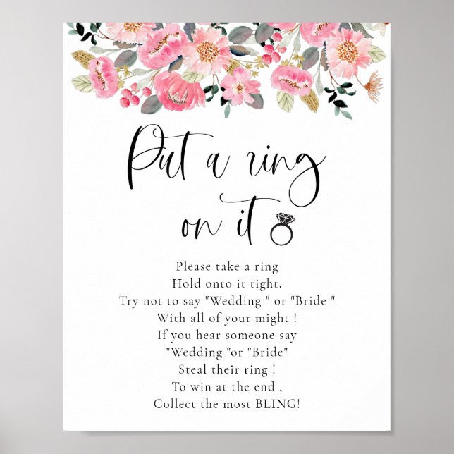 Rosa Blüte Klingeln auf dem Brautparty-Spiel Poster (Vorne)