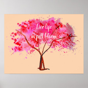 Rosa Blüte Livezitat des lebens in voller Blüte Poster