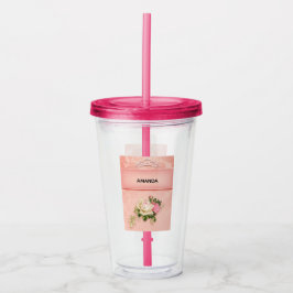Rosa Blüte mit Diamond Tiara Princess Design Acryltrinkbecher