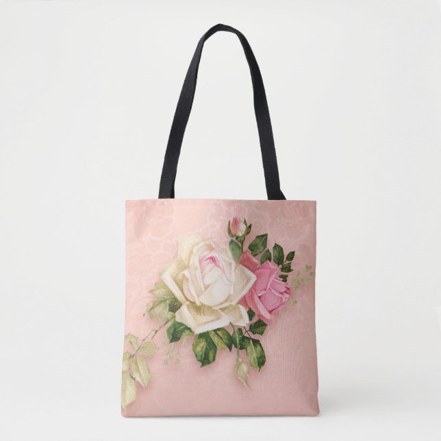 Rosa Blüte mit Diamond Tiara Princess Design Tasche (Vorderseite)