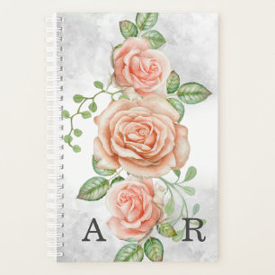 Rosa Blüte mit Personalisierter Monogramm Planer