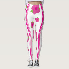Rosa Blüte und Streifen Leggings