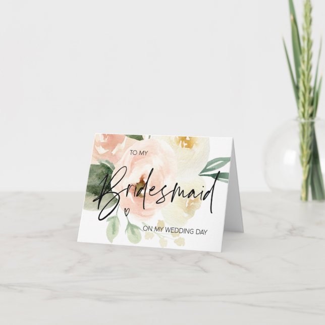 Rosa Blüte zu meiner Brautjungfrau am Hochzeitstag Karte (Vorderseite)