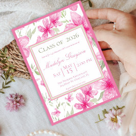 Rosa Blüten | Aquarell Azalee | Abschluss Einladung