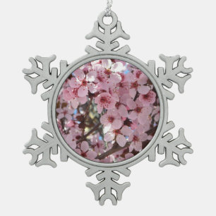 Rosa Blüten auf Zierblumen Schneeflocken Zinn-Ornament