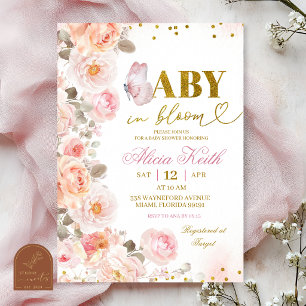 Rosa Blüten-Blumen-Baby-in- Blüte-Einladung Einladung