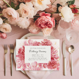 Rosa Blüten Brautparty Gold Folieneinladung