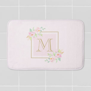 Rosa Blüten Custom Initial Badematte