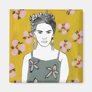Rosa Blüten-Dame - Gelb Magnet