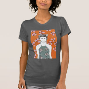 Rosa Blüten-Dame - Orange T-Shirt