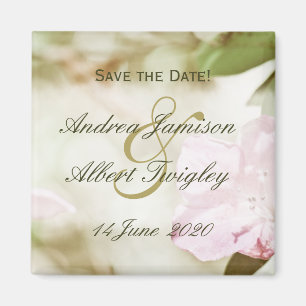 Rosa Blüten, die Save the Date Wedding sind Magnet