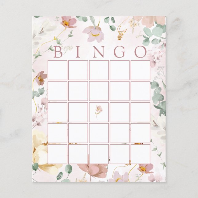 Rosa Blüten Dusche Bingo Spielkarte (Vorderseite)