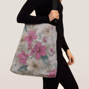 Rosa Blüten Floral Tragetaschen Mit Langen Trägern
