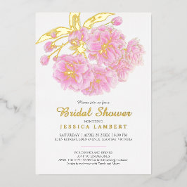 Rosa Blüten Frühlingsblumen Brautparty Folieneinladung