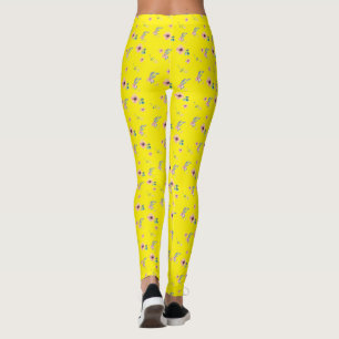 Rosa Blüten Gelb  Leggings
