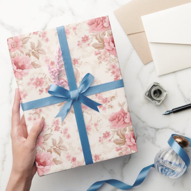 Rosa Blüten Geschenkpapier (Schenken)