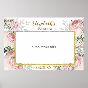 Rosa Blüten-Gold-Fotobooth-Rahmen-Requisite Poster
