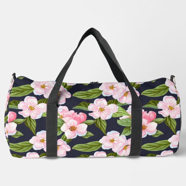 Rosa Blüten Große Duffel Tasche (Vorderseite)