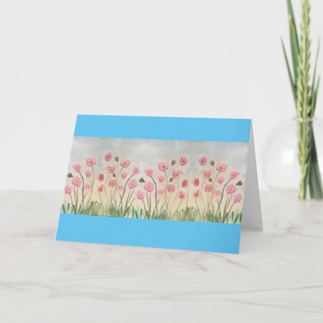 Rosa Blüten Grußkarte Deluxe Karte (Vorderseite)