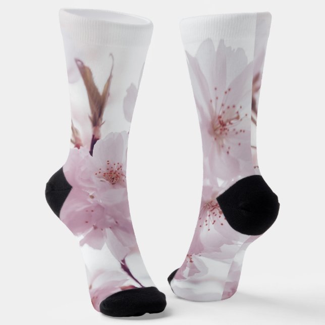 Rosa Blüten hell Socken (Gewinkelt)