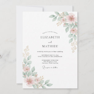 Rosa Blüten Hochzeit Einladung
