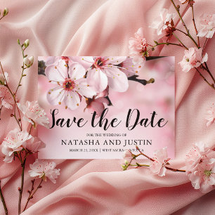 Rosa Blüten Hochzeit Save the Date Postkarte
