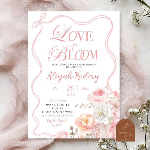Rosa Blüten Hochzeitsshower - Florale Liebe in Blü Einladung