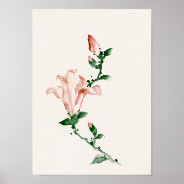 Rosa Blüten, Hokusai japanische Kunst Poster (Vorne)