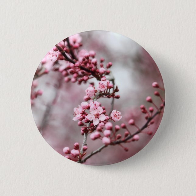 Rosa Blüten im Frühlings-Foto Button (Vorderseite)