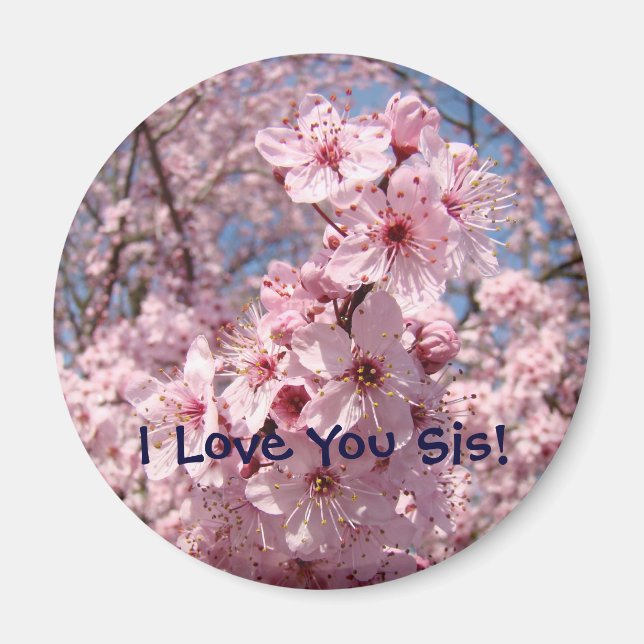Rosa Blüten Magnet I Liebe You Sis! (Vorne)