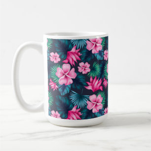 Rosa Blüten mit grünen Blättern Muster-79066 Kaffeetasse