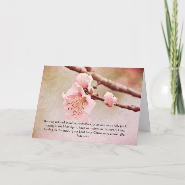Rosa Blüten mit Kunstkarte Karte (Vorderseite)