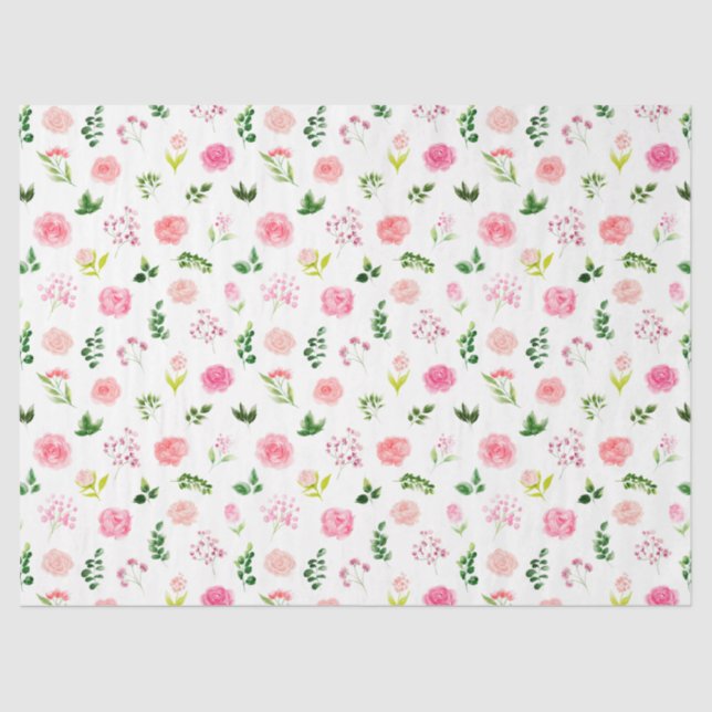 Rosa Blüten mit Laub Seidenpapier (Vorderseite)