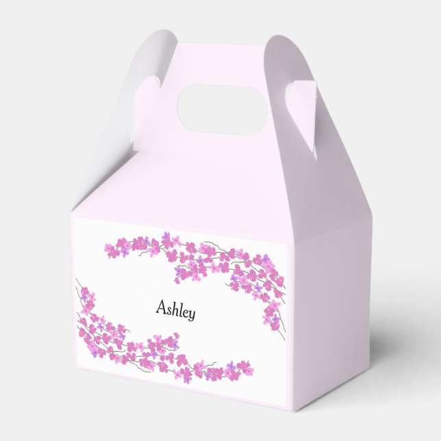 Rosa Blüten mit Namen Geschenkschachtel (Vorderseite)