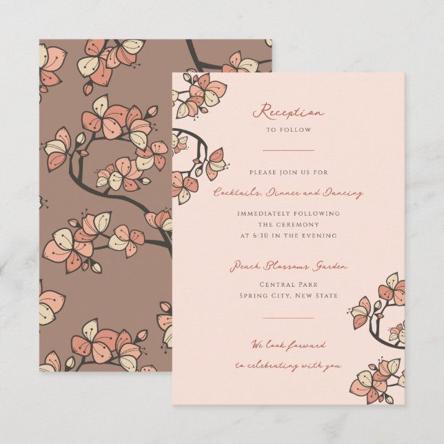 Rosa Blüten/Pfirsichblüten Elegante Engagement Par Begleitkarte (Vorne/Hinten)