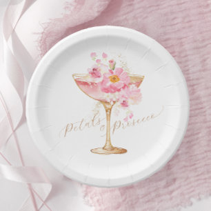 Rosa Blüten und Prosecco Florale Brautparty Pappteller