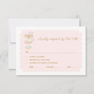 Rosa Blüten und Prosecco RSVP-Karte RSVP Karte