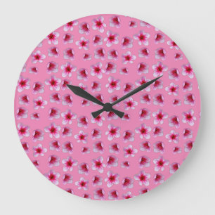 Rosa Blüten, Wall-Uhr Große Wanduhr