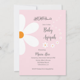 Rosa Blütenaqiqah Einladung