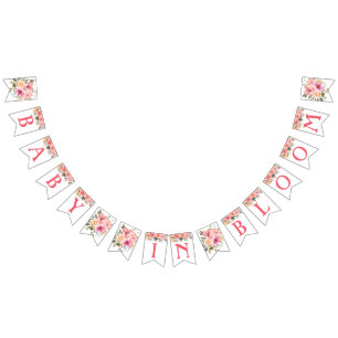 Rosa Blütenbaby in Bloom Girl Baby Dusche Wimpelkette