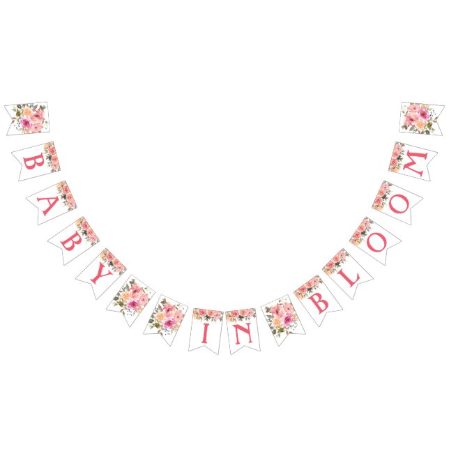 Rosa Blütenbaby in Bloom Girl Baby Dusche Wimpelkette (Alle)