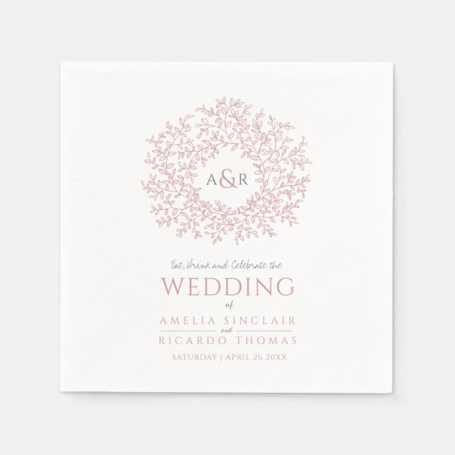 Rosa Blütenblatt Kreise Mono Art Hochzeit kundensp Serviette (Vorderseite)